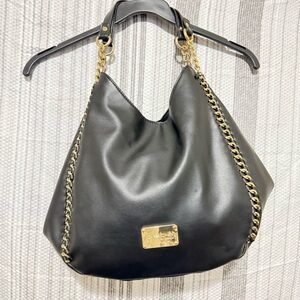 bebe Chic Black Hobo with Gold Chain Details